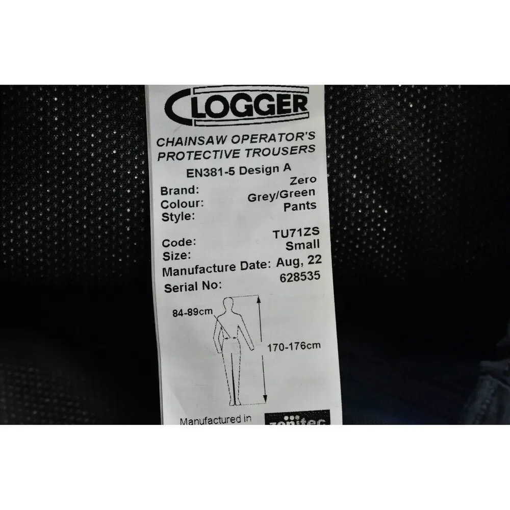 Clogger Zero Gen2 Light & Cool Arborise UL Chainsaw Pants Grey Green Mens S - Picture 9 of 12